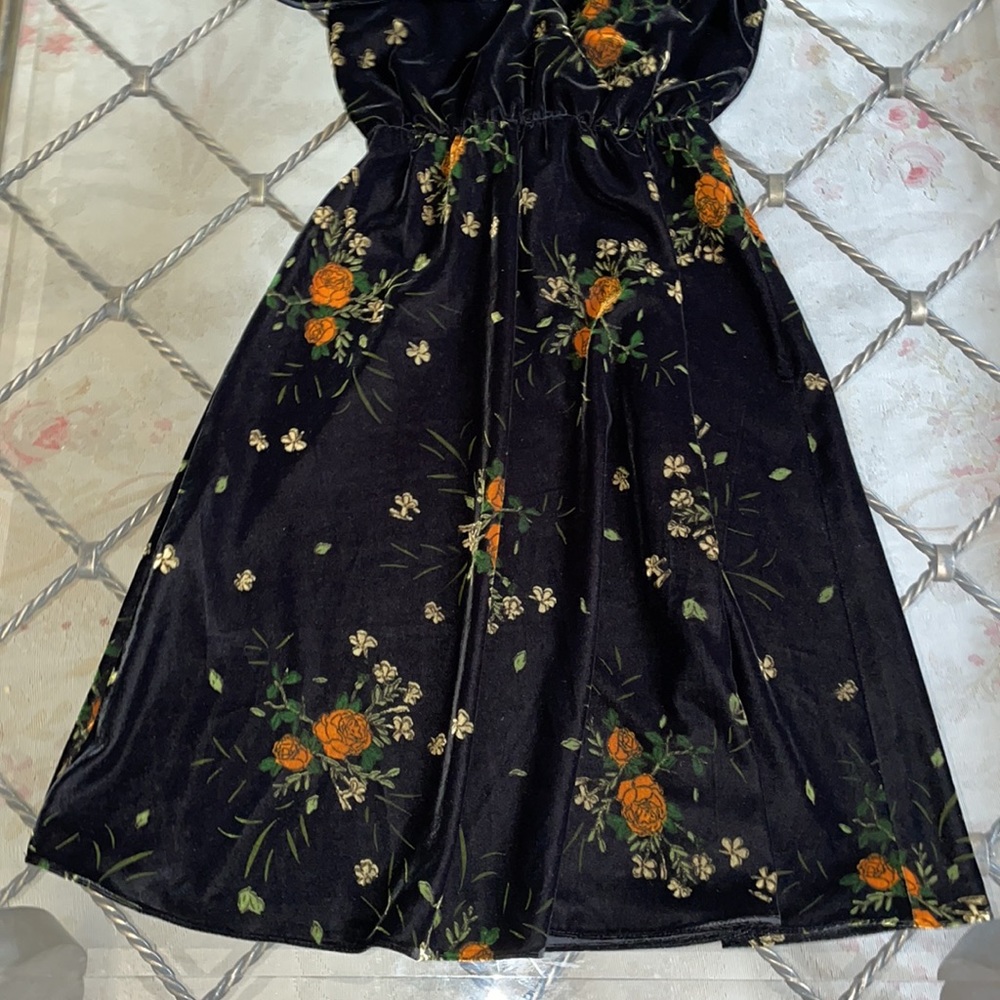 Zara vintage floral printed velvet dress - Picture 4 of 5